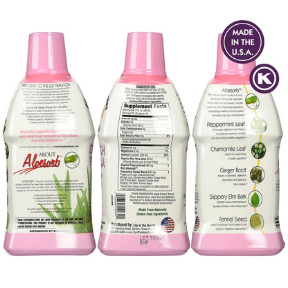 Lily Of The Desert Stomach Formula - Organic Aloe Vera Juice for Gut Health & Heartburn Relief - 32 oz