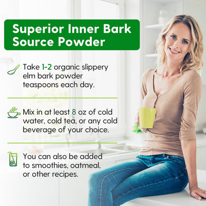 Slippery Elm Powder – Pure Inner Bark, 1lb (349 Servings) for Throat & Digestive Health, Vegan & Non-GMO