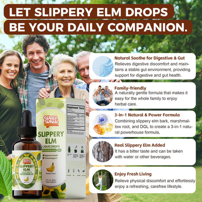 Slippery Elm Liquid Drops with Marshmallow Root & DGL – Digestive Health, Throat & Immune Support – Vegan 60ML