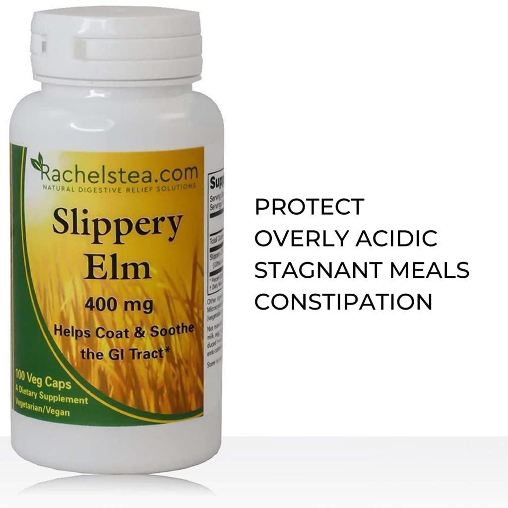Slippery Elm 400 Mg - 100 Capsules GI Coat | Rachel's Tea Brand