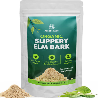 Slippery Elm Powder – Pure Inner Bark, 1lb (349 Servings) for Throat & Digestive Health, Vegan & Non-GMO