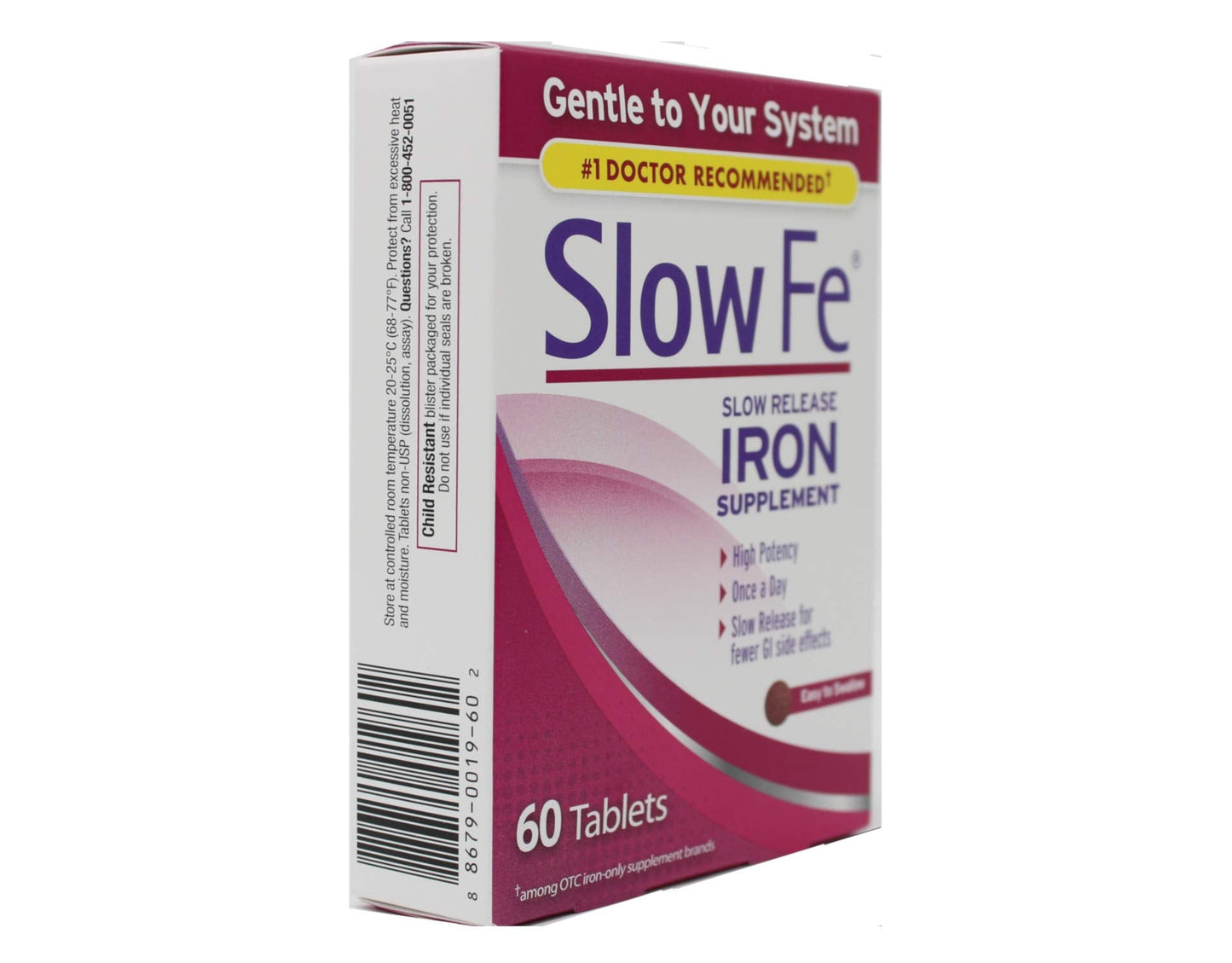 Slow Fe High Potency Iron 45 mg, Slow Release – 60 Tablets (Pack of 2) | Iron Supplement