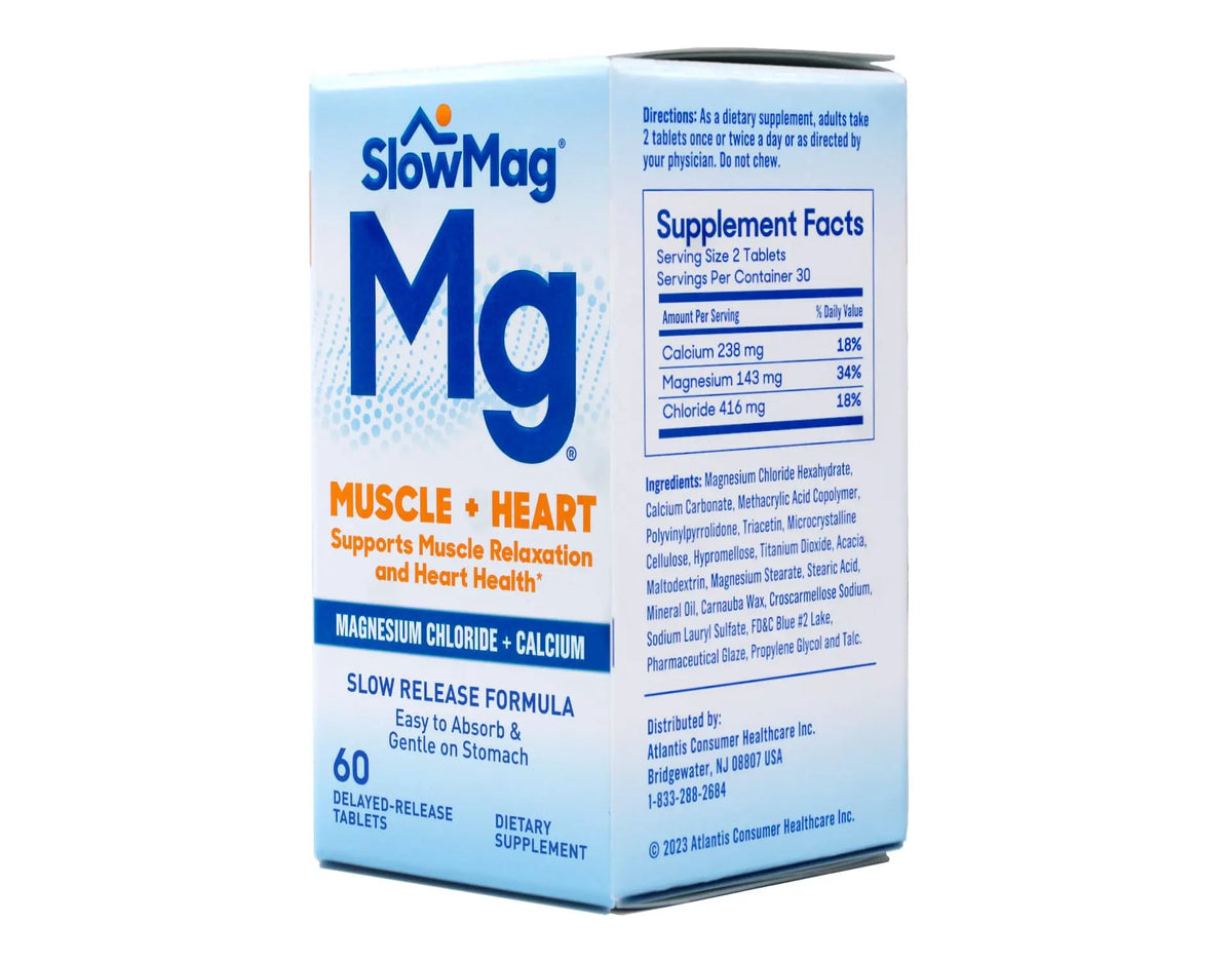 Slow-Mag Magnesium Chloride and Calcium, 60 Tablets Each (Value Pack of 3) BritishVita | Premium UK Vitamins & Wellness Supplements