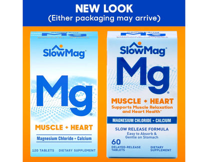 Slow-Mag Magnesium Chloride and Calcium, 60 Tablets Each (Value Pack of 3) BritishVita | Premium UK Vitamins & Wellness Supplements