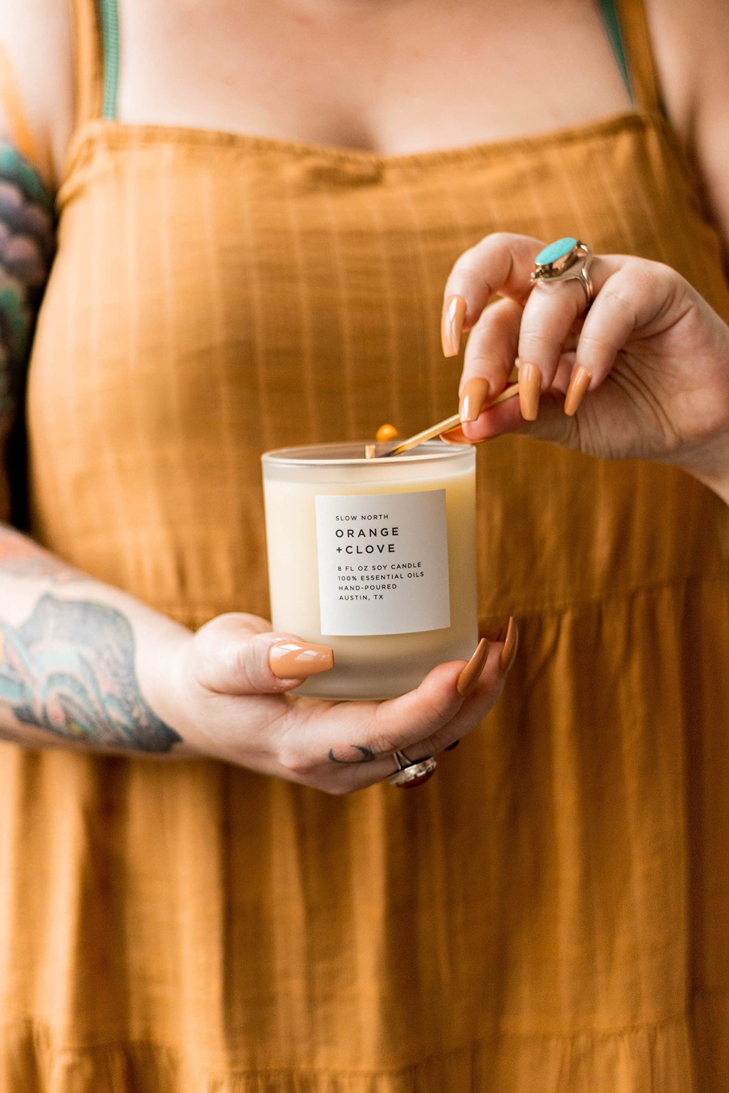 Slow North Orange + Clove Candle | Pure Soy Wax, Essential Oils, Reusable Frosted Glass Jar, Hand-Poured in the USA (8 oz)