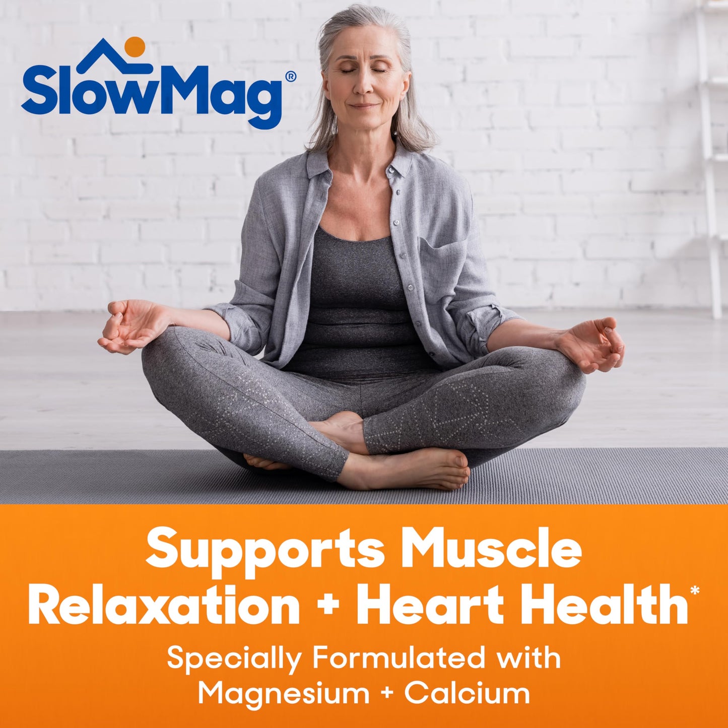 SlowMag Muscle + Heart Magnesium Chloride with Calcium – Supports Muscle Relaxation & Heart Health (60 Count)