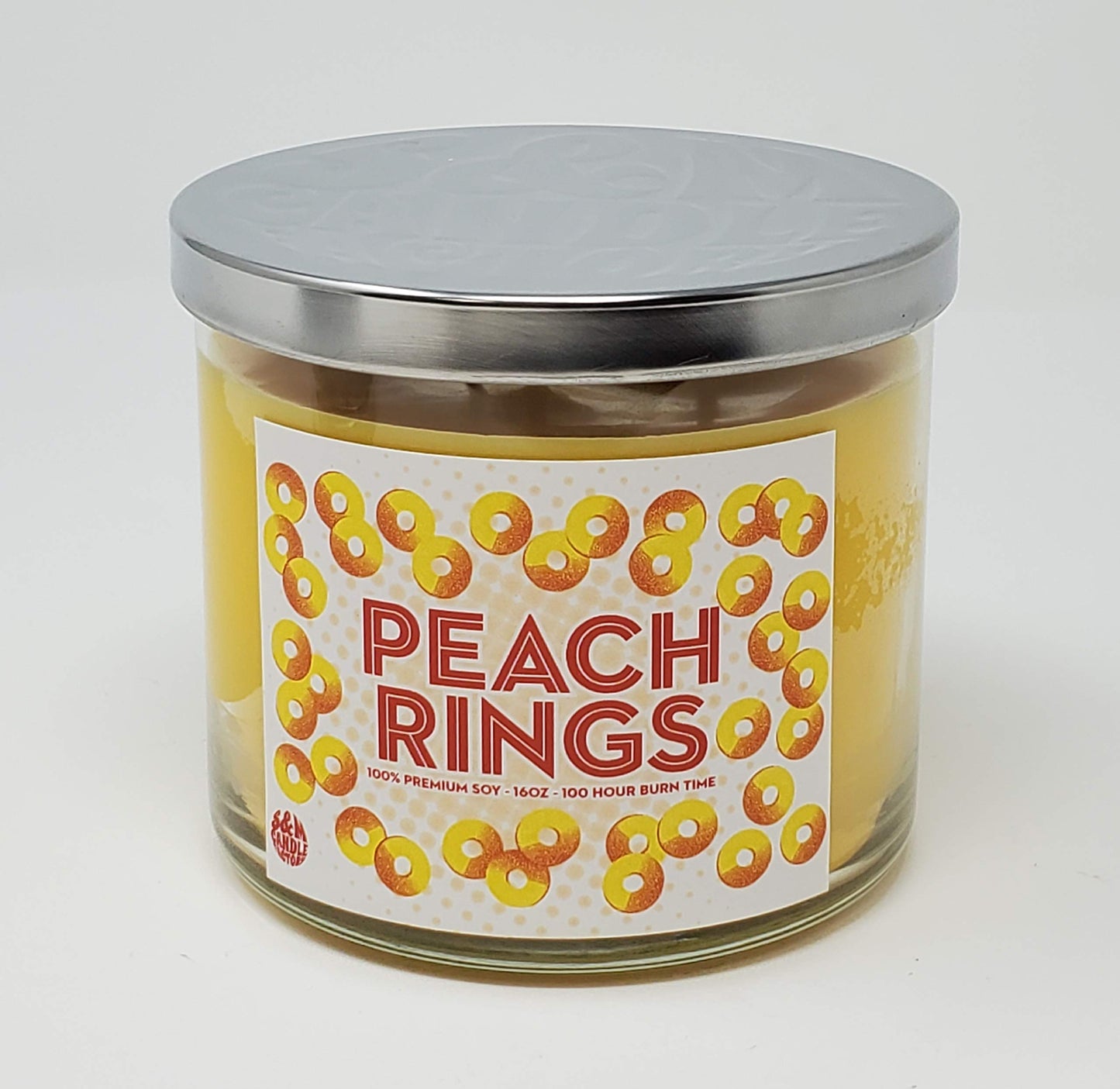 Peach Ring Candle – 3 Wick 14.5oz | 80 Hour Burn Time | 100% Soy, Made in USA | S&M Candle Factory