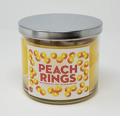 Peach Ring Candle – 3 Wick 14.5oz | 80 Hour Burn Time | 100% Soy, Made in USA | S&M Candle Factory