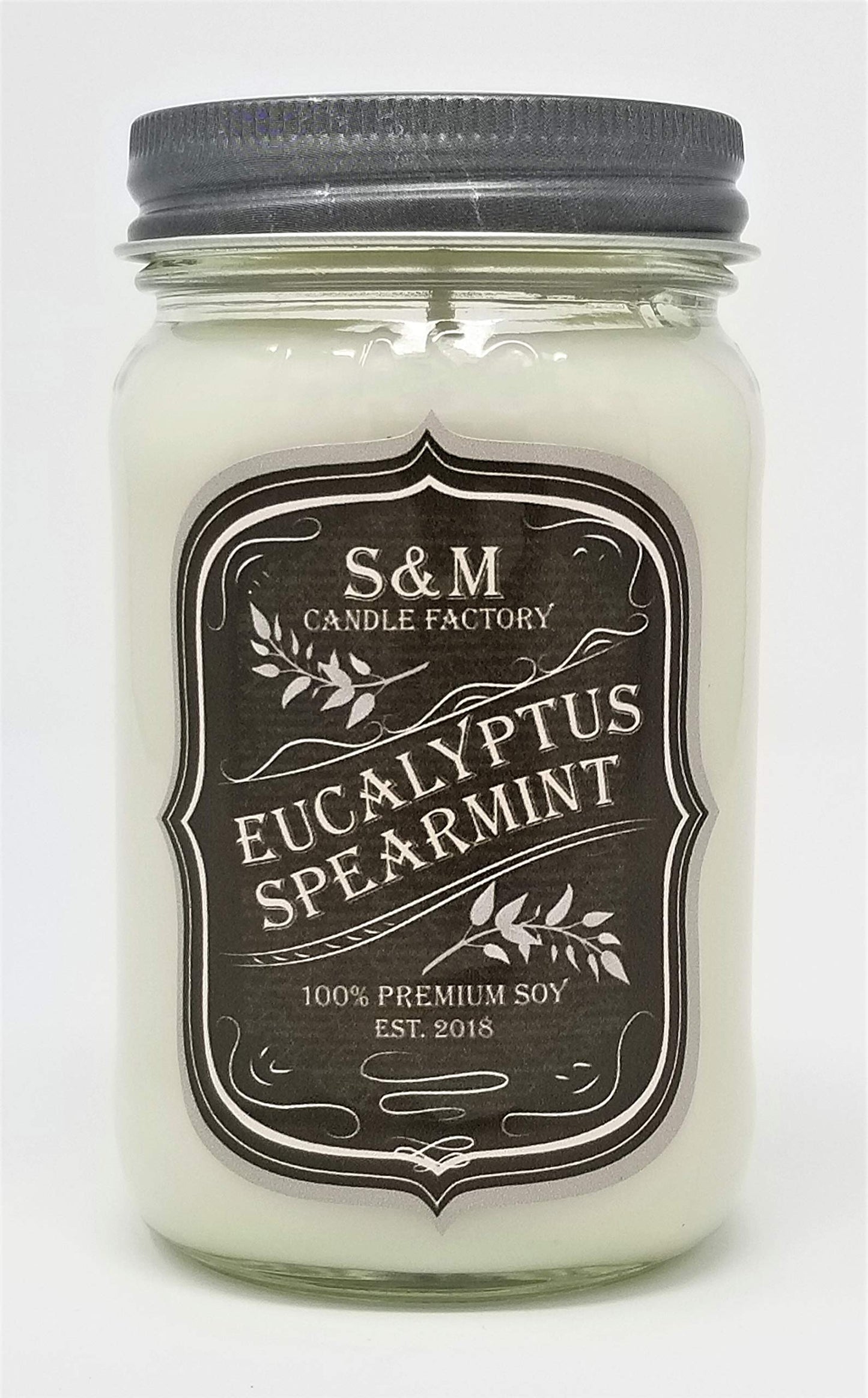 S&M Candle Factory Aromatherapy Soy Wax Candle – Stress Free Eucalyptus Spearmint (16 oz) – Made in USA
