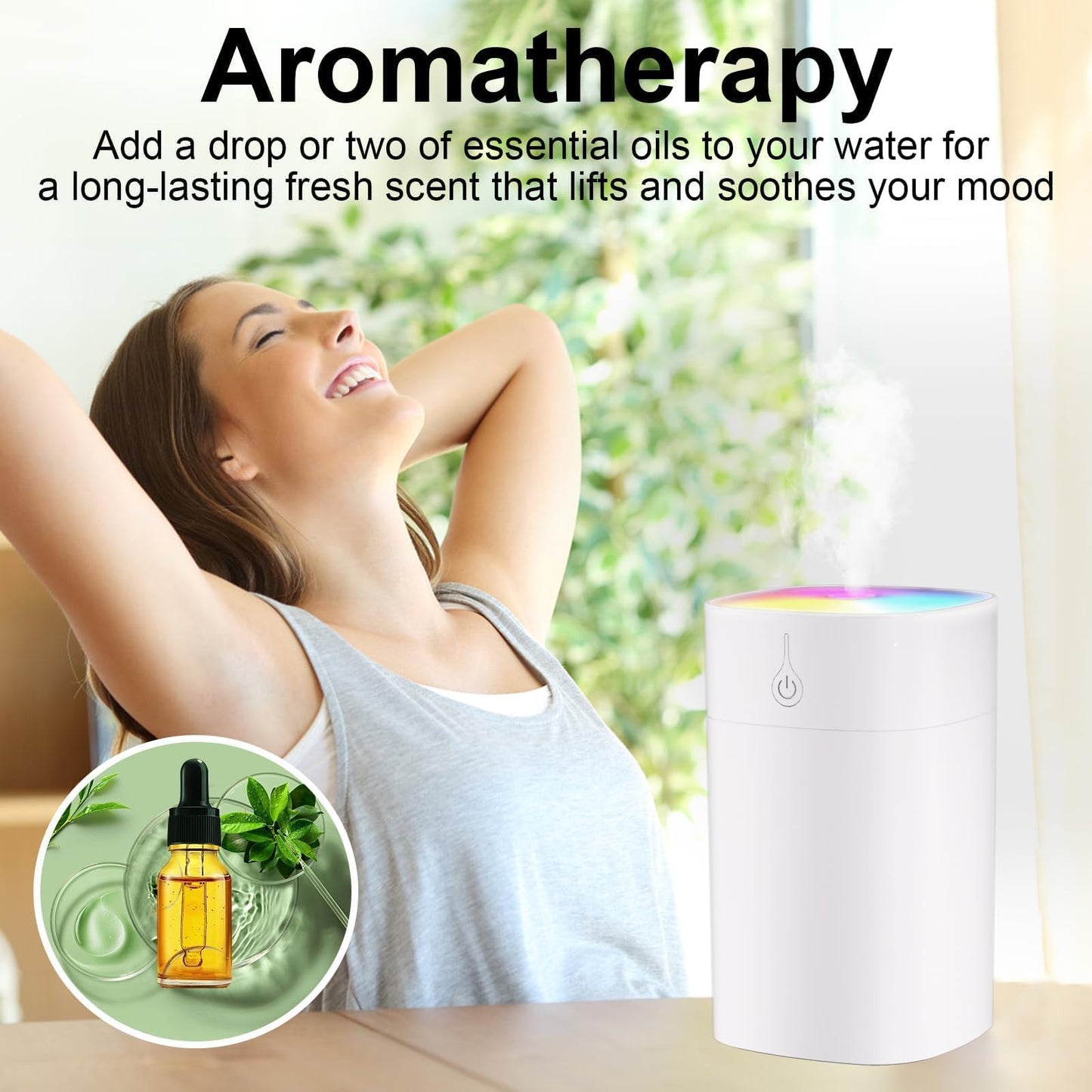 Small Diffuser 400ml – 2-in-1 Desk Humidifier & Aroma Diffuser with Auto-Off