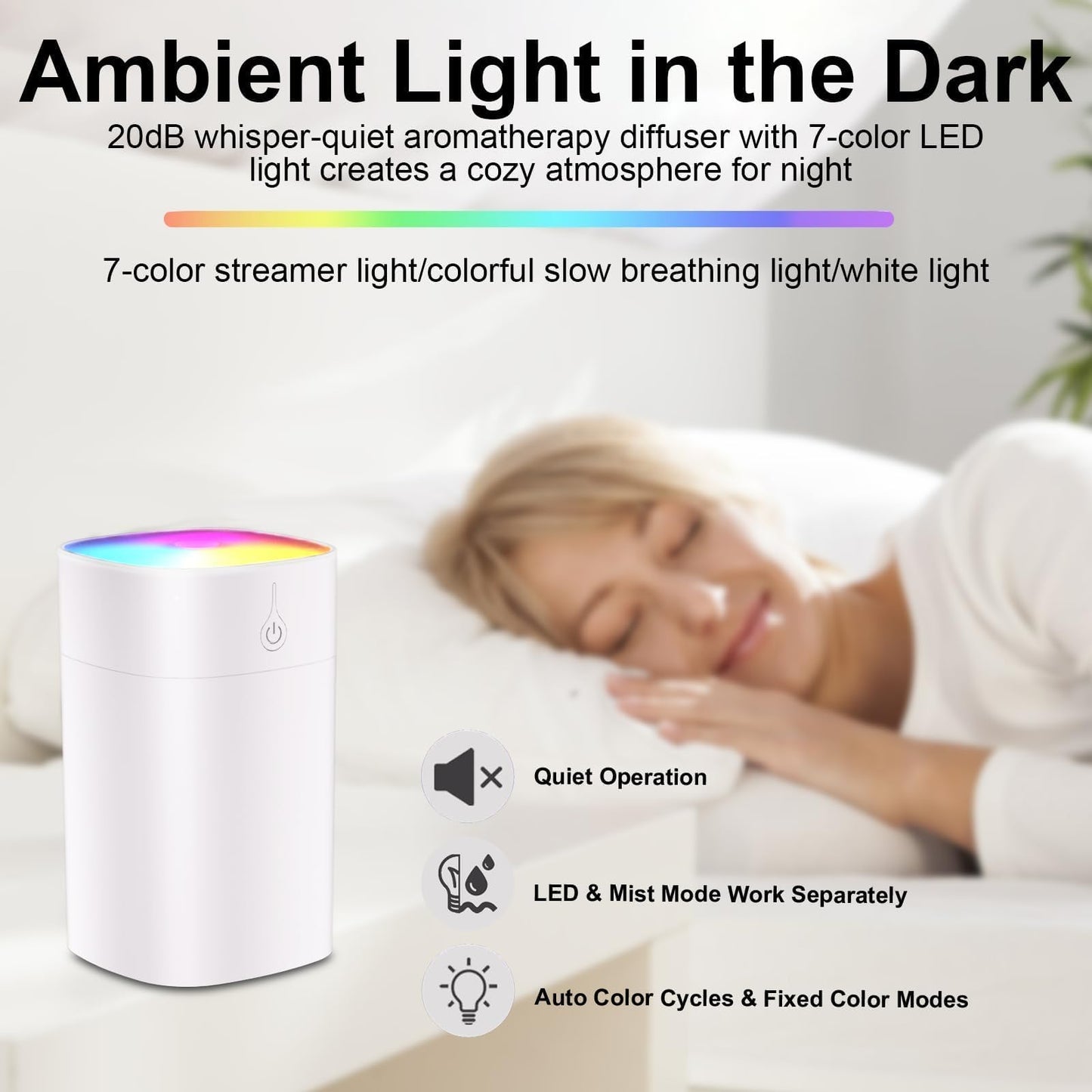 Small Diffuser 400ml – 2-in-1 Desk Humidifier & Aroma Diffuser with Auto-Off