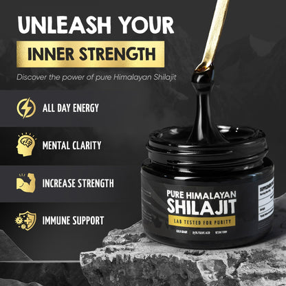 Smart Dose Pure Himalayan Shilajit Resin – 85% Fulvic Acid, 125 Servings, Medium Jar | Lab-Tested in USA