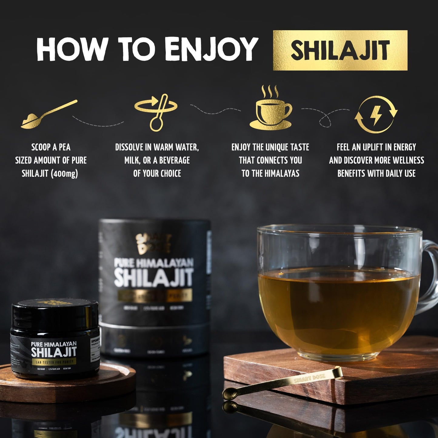 Smart Dose Pure Himalayan Shilajit Resin – 85% Fulvic Acid, 125 Servings, Medium Jar | Lab-Tested in USA