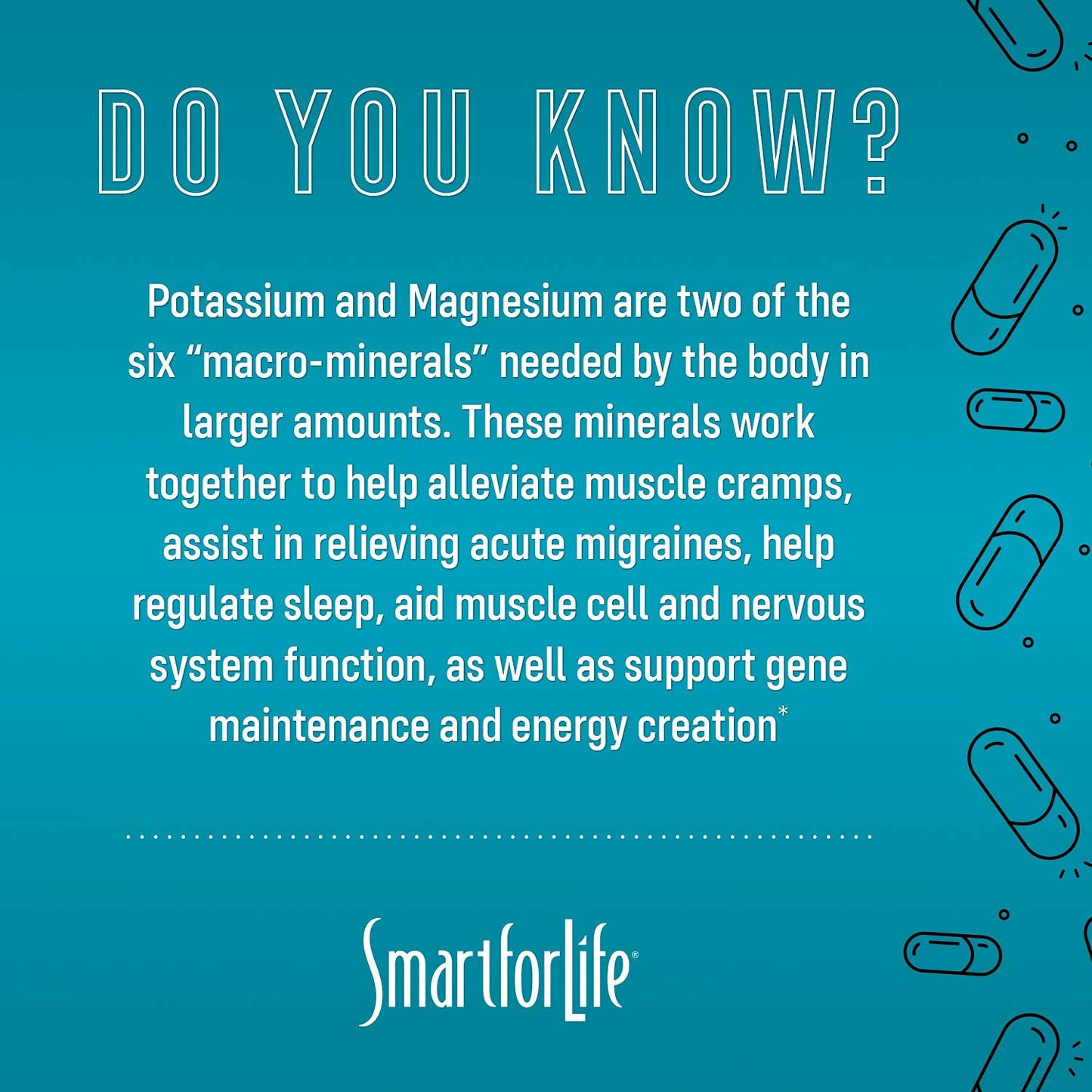 SMART FOR LIFE Potassium Magnesium Supplement | High-Absorption Magnesium Complex | 60 Vegan Capsules