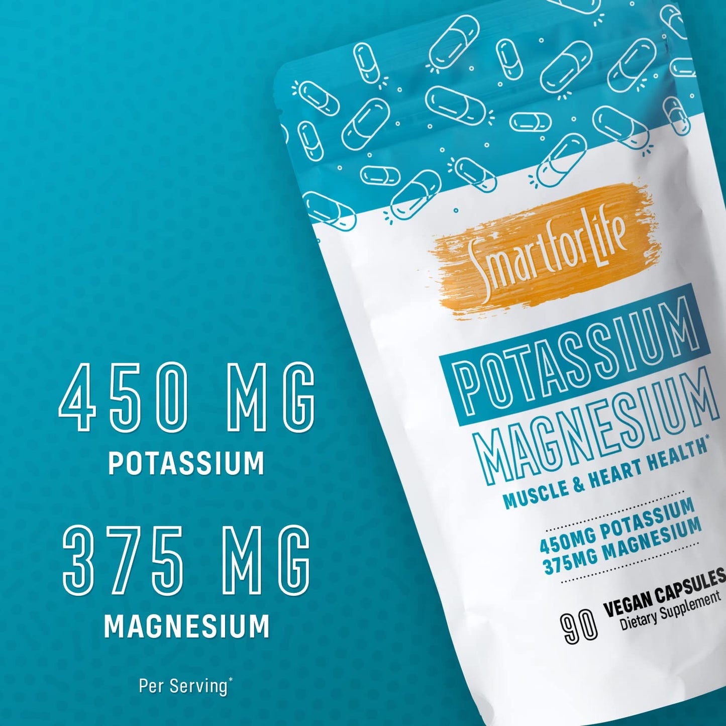 SMART FOR LIFE Potassium Magnesium - 90 Vegan Capsules | High-Absorption Mineral Complex & Muscle Support