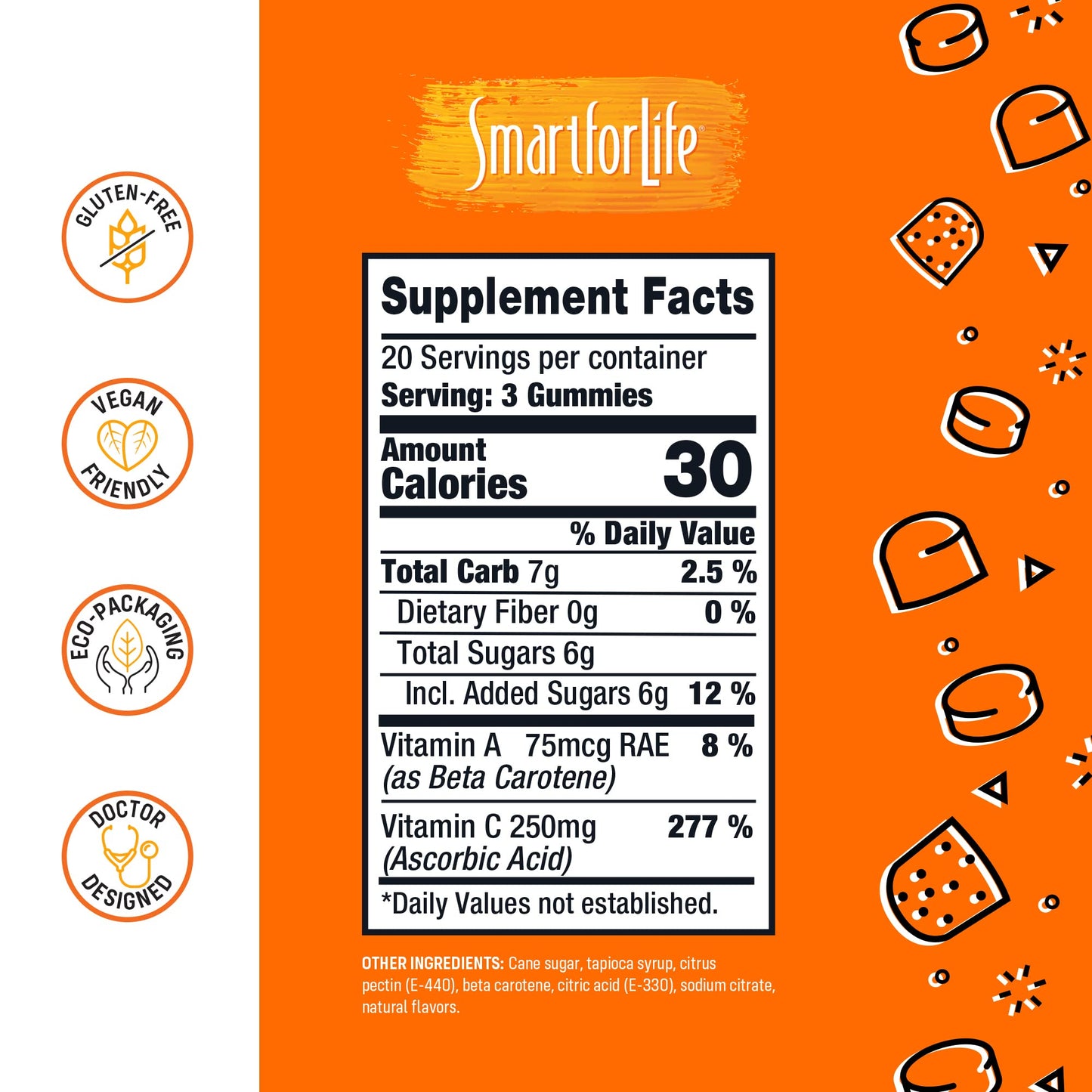 Smart for Life Vitamin C Gummies - Vegan Plant-Based Immune Support (60 Count)