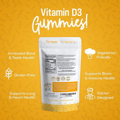 Smart for Life Vitamin D3 Gummies - High Absorption Vitamin D3 for Immune Support & Bone Strength - 60 Count