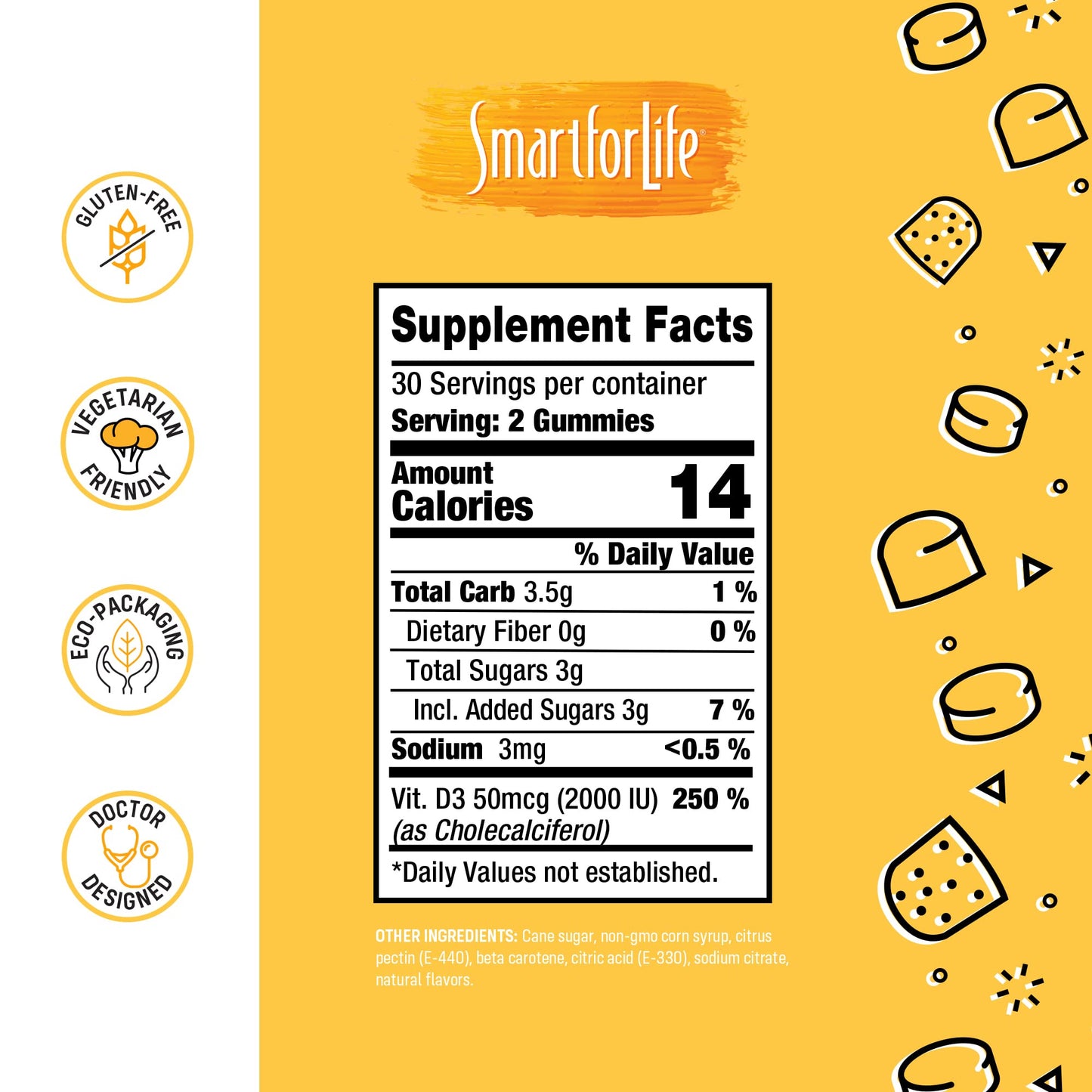 Smart for Life Vitamin D3 Gummies - High Absorption Vitamin D3 for Immune Support & Bone Strength - 60 Count