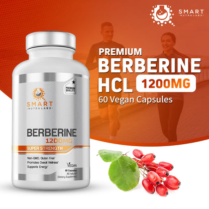 Smart Nutra Labs Berberine HCL 1200mg - 60 Vegan Capsules | Non-GMO, Gluten Free
