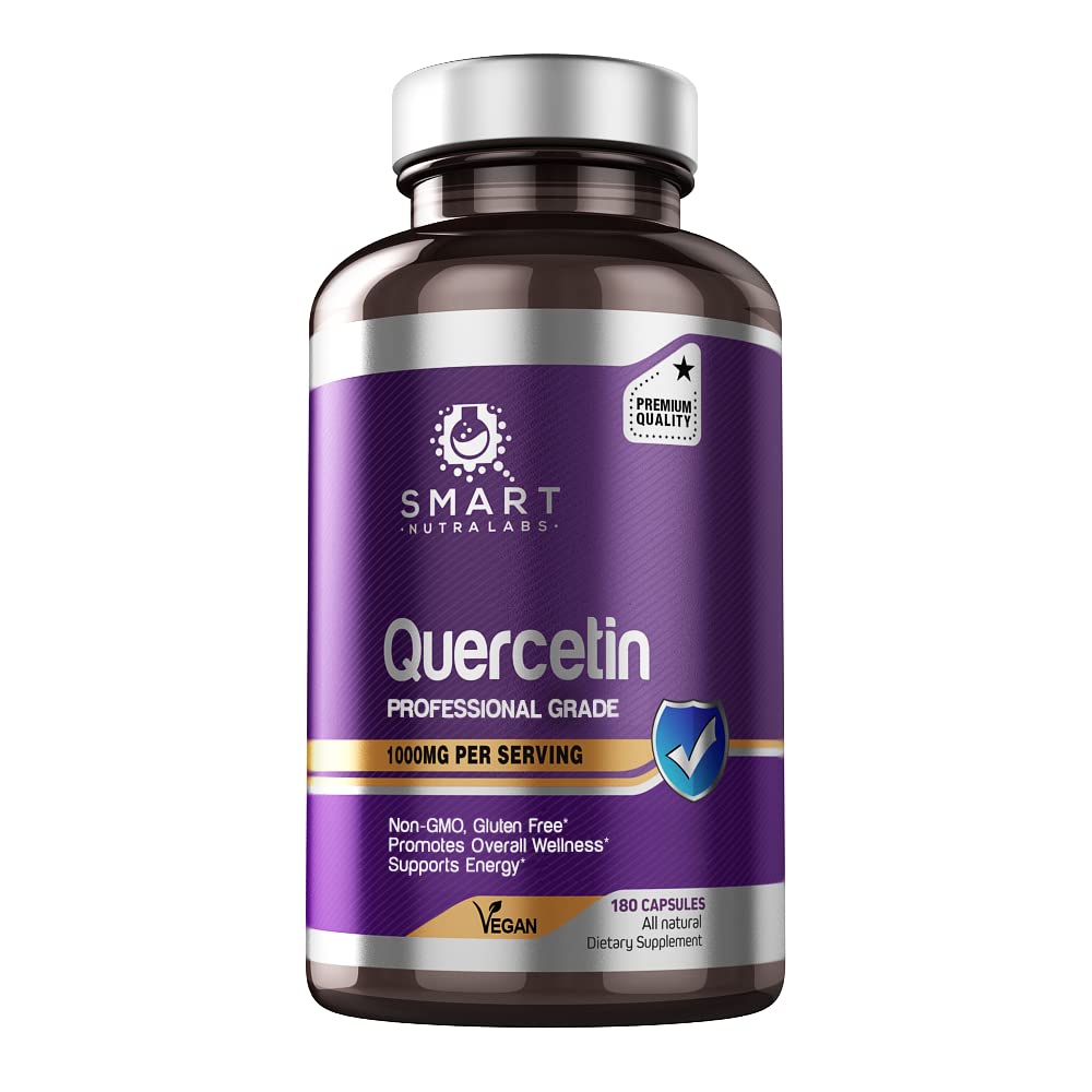 Smart Nutra Labs Quercetin 1000mg – 180 Vegan Capsules, Non-GMO, Gluten Free, Third-Party Tested