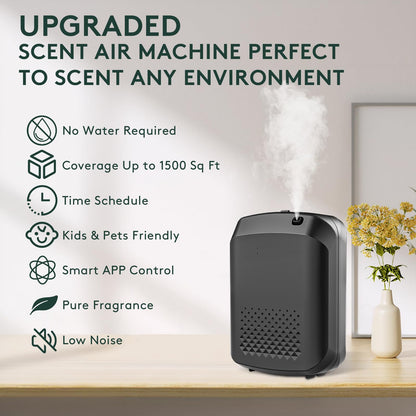 Smart Scent Air Machine for Home – 1500 Sq Ft Coverage, Bluetooth App (Black)