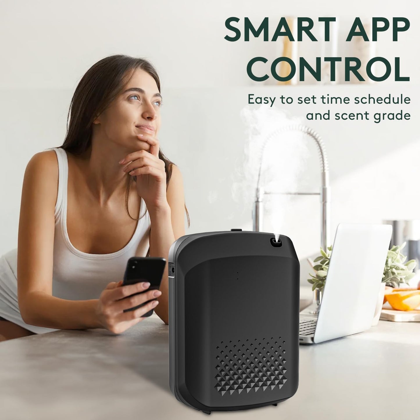 Smart Scent Air Machine for Home – 1500 Sq Ft Coverage, Bluetooth App (Black)