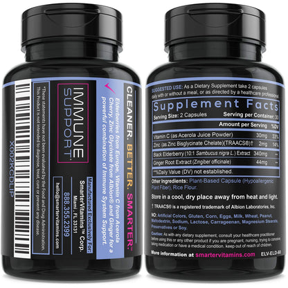 Smarter Elderberry Capsules with Vitamin C, Ginger & Zinc – 60 Vegan Pills
