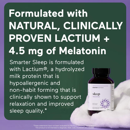 Smarter Sleep Melatonin 4.5mg + Lactium® Dissolvable Tablets – Mint Flavor, Non-GMO, 180 Count (90-Day Supply)
