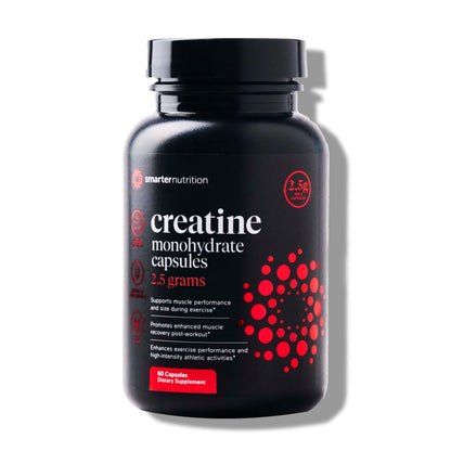 SMARTERNUTRITION Creatine Monohydrate Pills – 2500mg per Serving, Vegan Capsules, 60 Count (30-Day Supply)