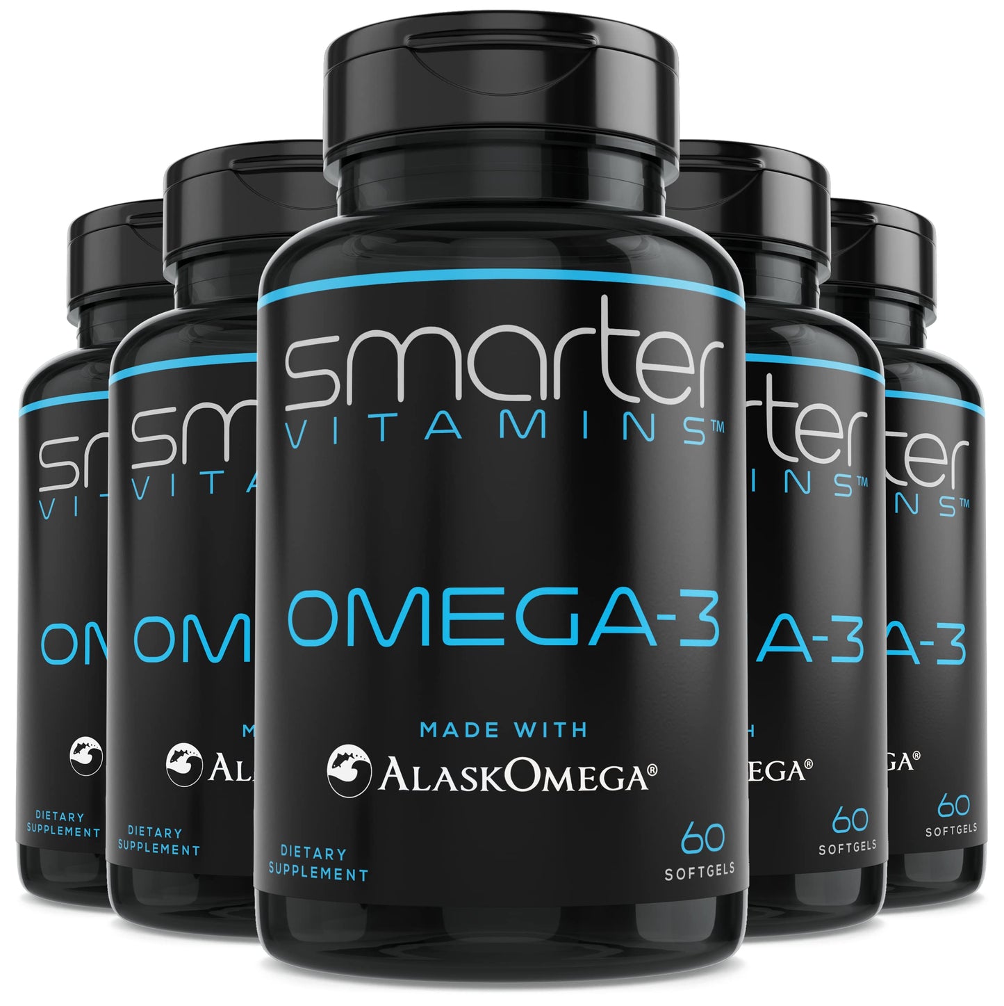 SmarterVitamins Omega-3 5-Pack – Berry Burpless Fish Oil, 2000mg DHA EPA, AlaskOmega