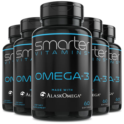 SmarterVitamins Omega-3 5-Pack – Berry Burpless Fish Oil, 2000mg DHA EPA, AlaskOmega