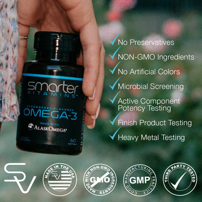 SmarterVitamins Omega-3 5-Pack – Berry Burpless Fish Oil, 2000mg DHA EPA, AlaskOmega