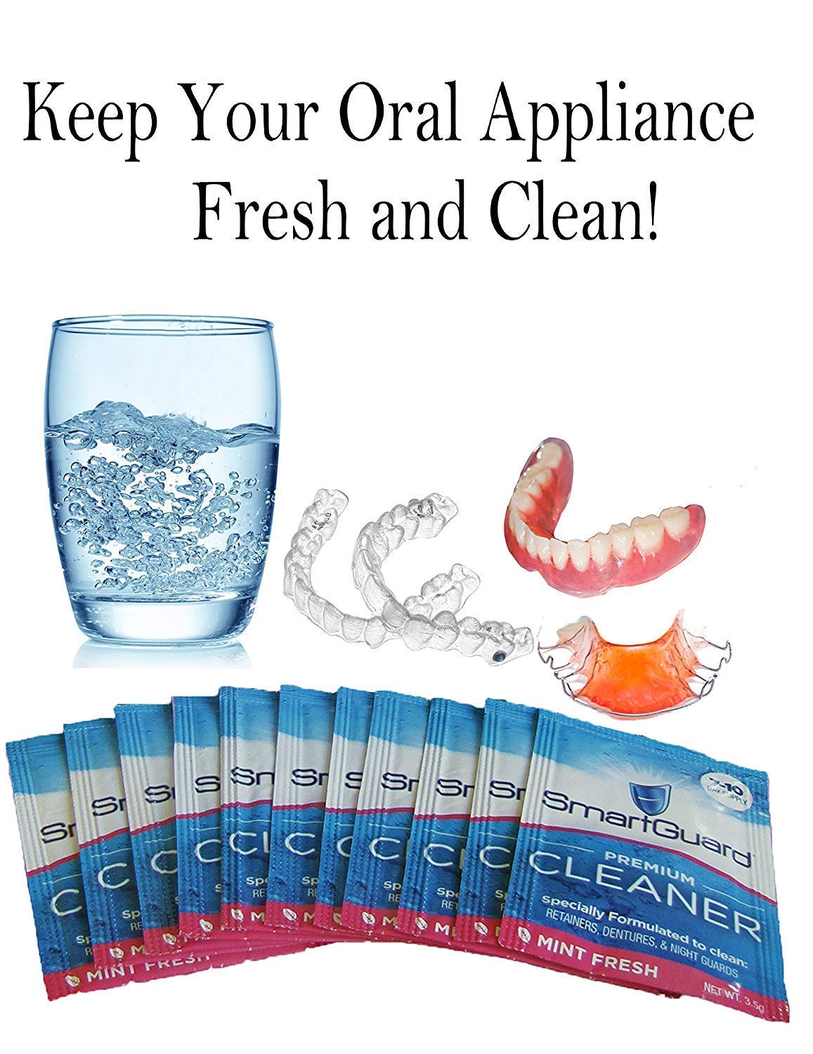SmartGuard Premium Cleaner Crystals – 110 Cleanings | Dentures, Clear Braces & Mouth Guards
