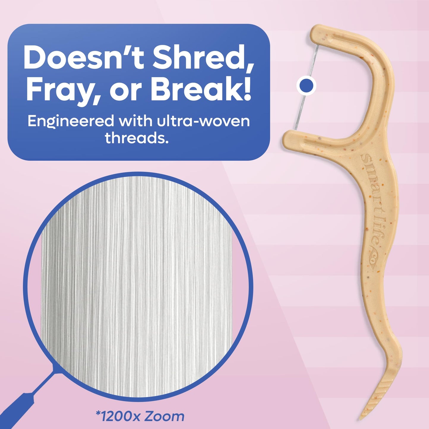 SmartLifeco Eco-Friendly Dental Floss Picks (300ct) – Original Straw Wheat, Zero Waste