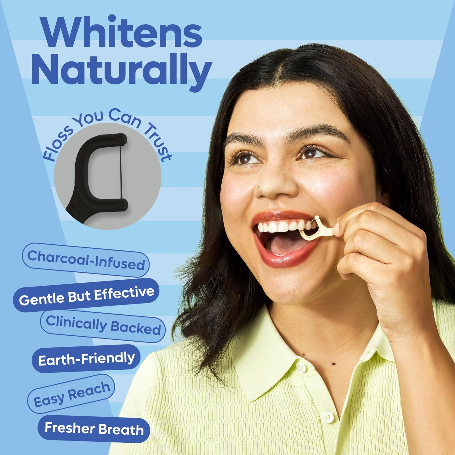 SmartLifeco Eco-Friendly Dental Floss Picks (100ct) – Straw Wheat Blend & Activated Bamboo Charcoal