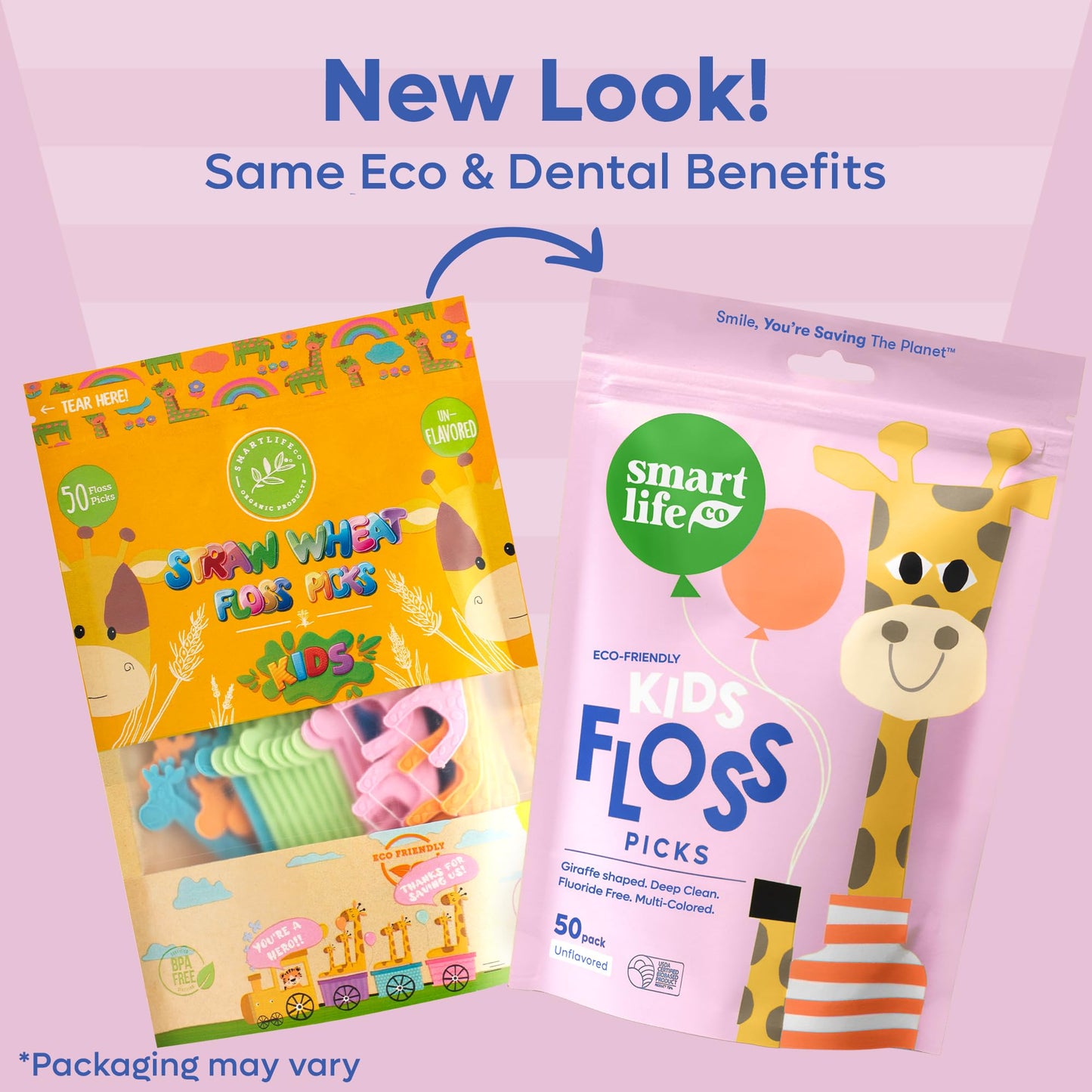 SmartLifeco Eco-Friendly Kids Flossers (200ct) – Straw Wheat, No Shred, Unflavored