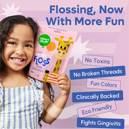 SmartLifeco Eco-Friendly Kids Flossers (200ct) – Straw Wheat, No Shred, Unflavored
