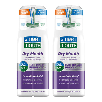 SmartMouth Activated Dry Mouth Mouthwash – 16 oz, 2 Pack, Mint, Alcohol-Free