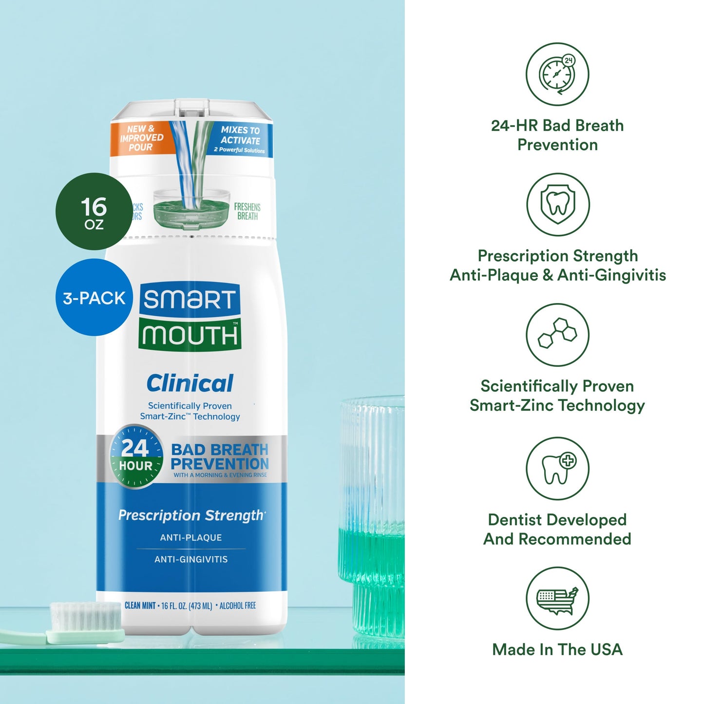 SmartMouth DDS Activated Clinical Mouthwash – Fresh Breath, Gum Health