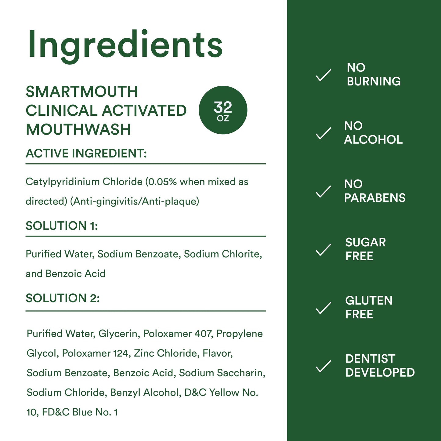 SmartMouth 2-Bottle Activated Mouthwash for Gum Health - 32 oz