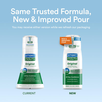 SmartMouth Original Activated Mouthwash – 2-Pack & Travel Singles, Fresh Mint