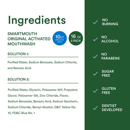 SmartMouth Original Activated Mouthwash – 2-Pack & Travel Singles, Fresh Mint