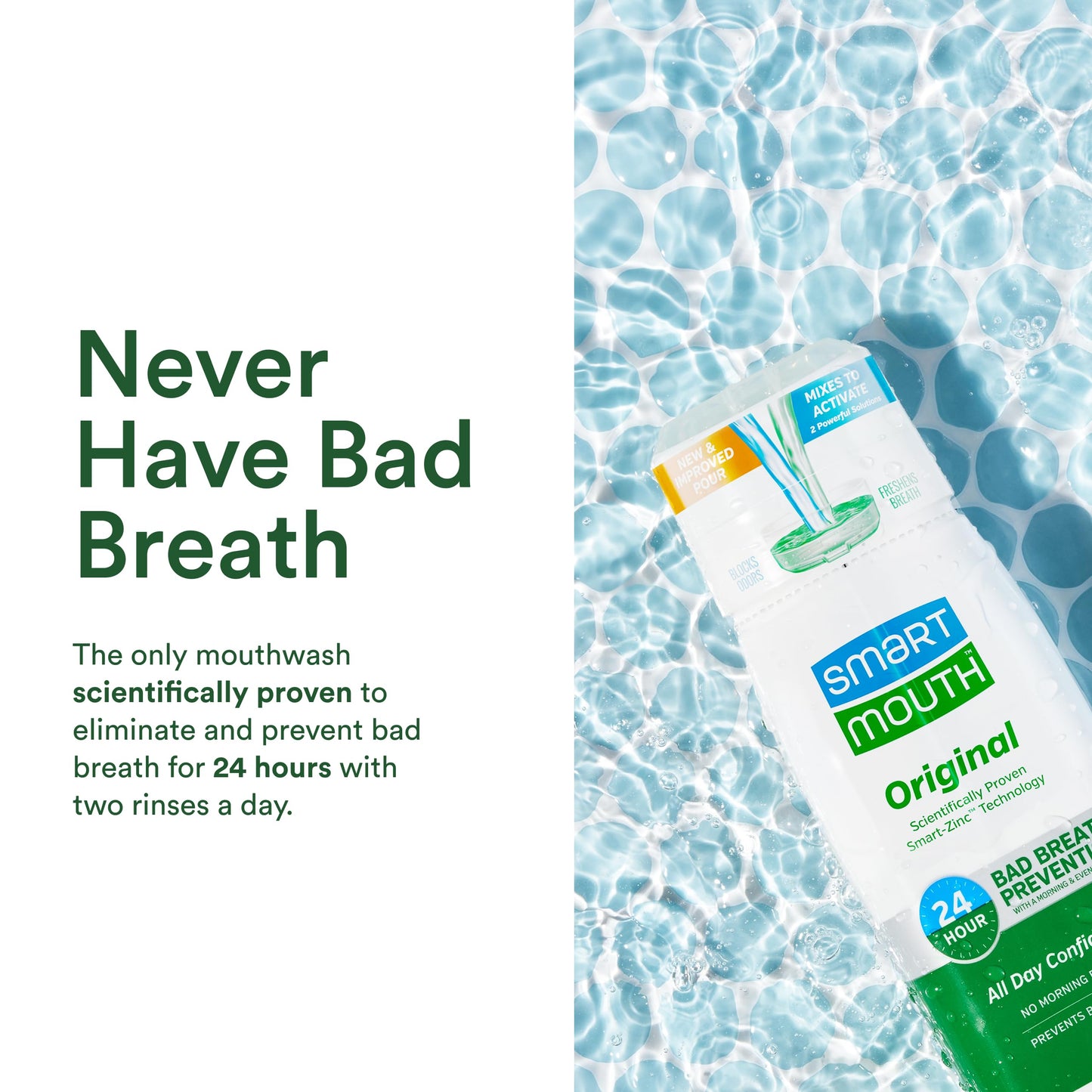 SmartMouth Original Activated Mouthwash – 2-Pack & Travel Singles, Fresh Mint