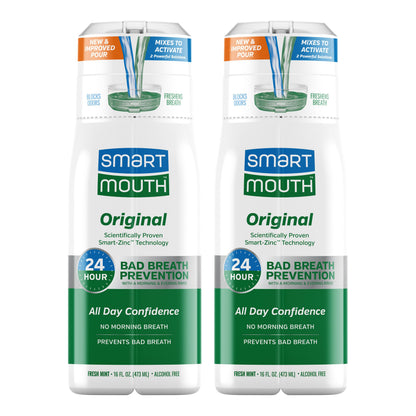 SmartMouth Original Activated Mouthwash – 24-Hour Fresh Breath, Mint, 2-Pack (16 oz)