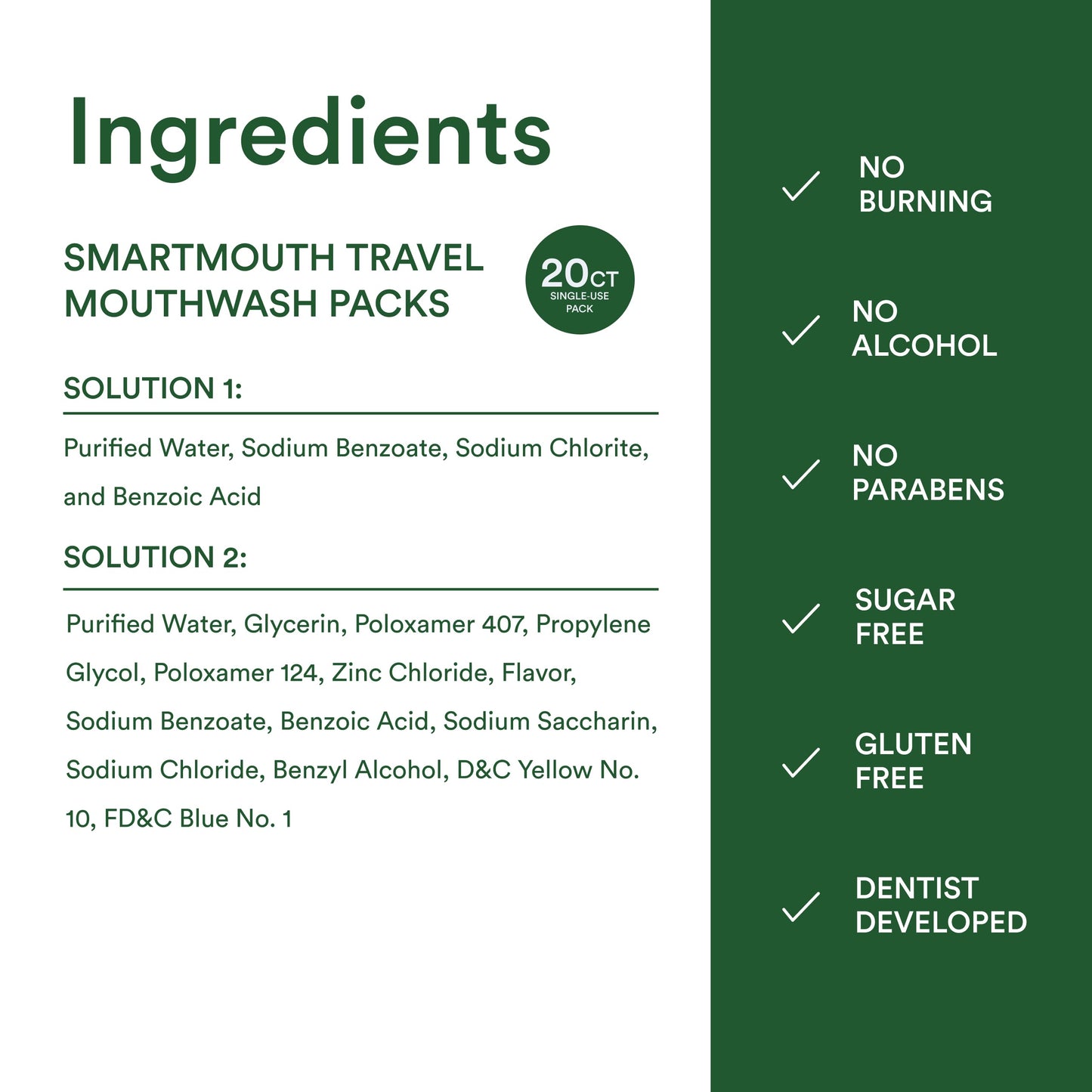 SmartMouth Original Activated Mouthwash – Travel Singles, Fresh Mint, 20 Pack