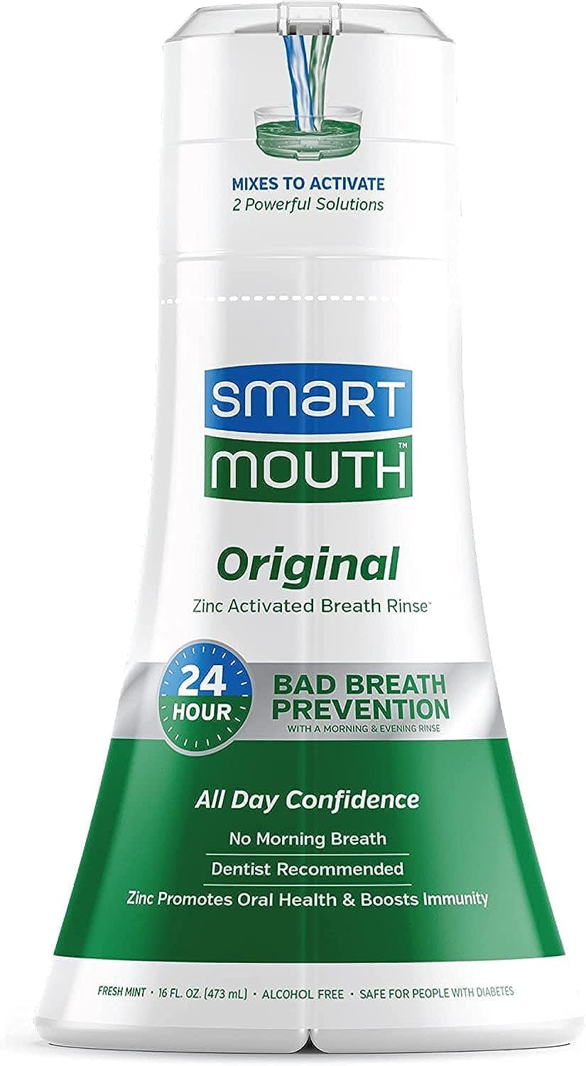 SmartMouth Original Activated Mouthwash – 24-Hour Fresh Breath, Mint, 2-Pack (16 oz)