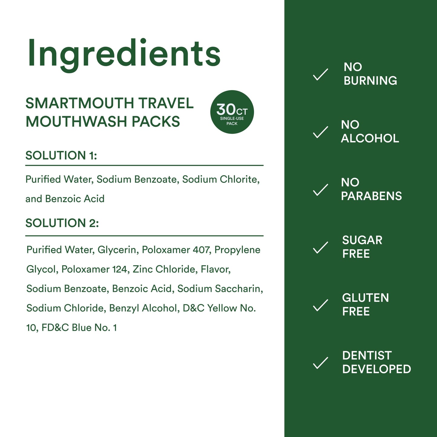 SmartMouth Original Activated Mouthwash - Single Packs, Travel Size, Fresh Mint, 30 Pack