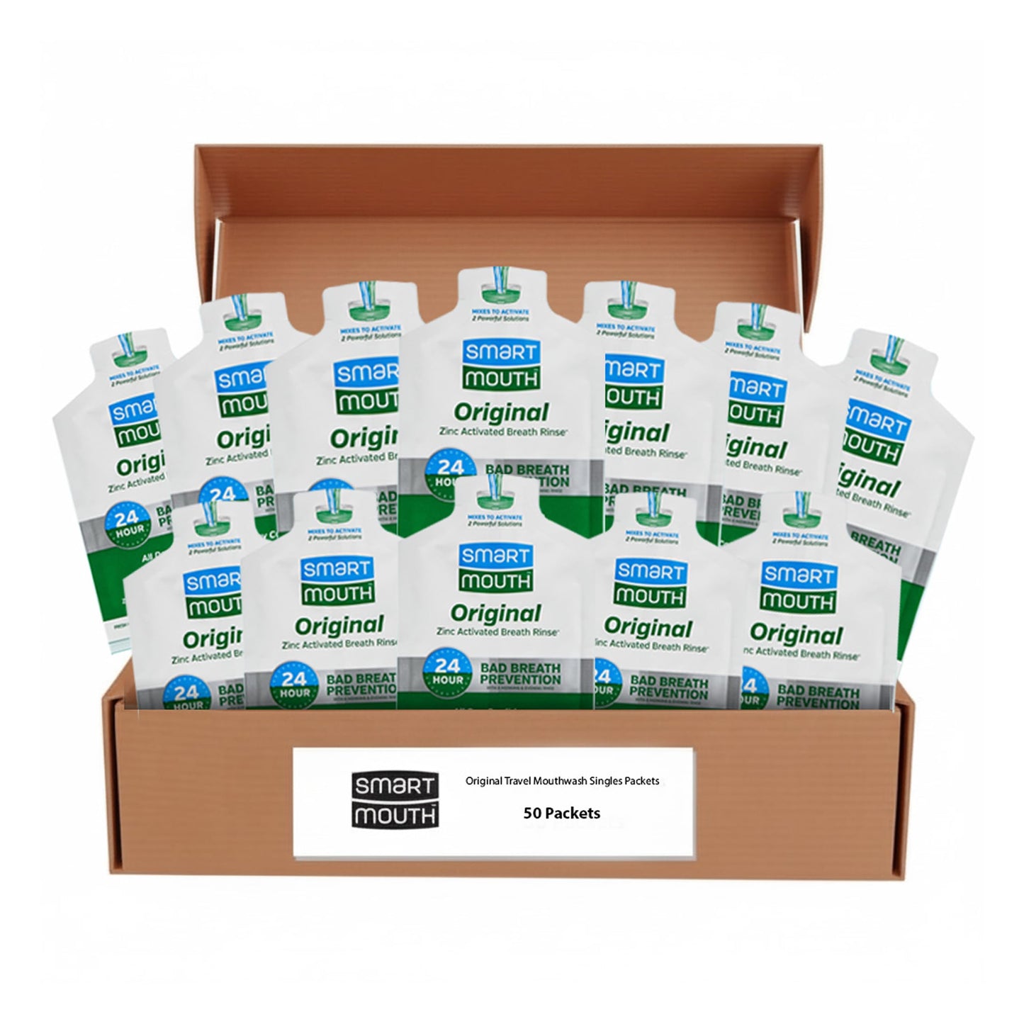 SmartMouth Original Activated Mouthwash – Single Pack Travel, Fresh Mint (50 Count)