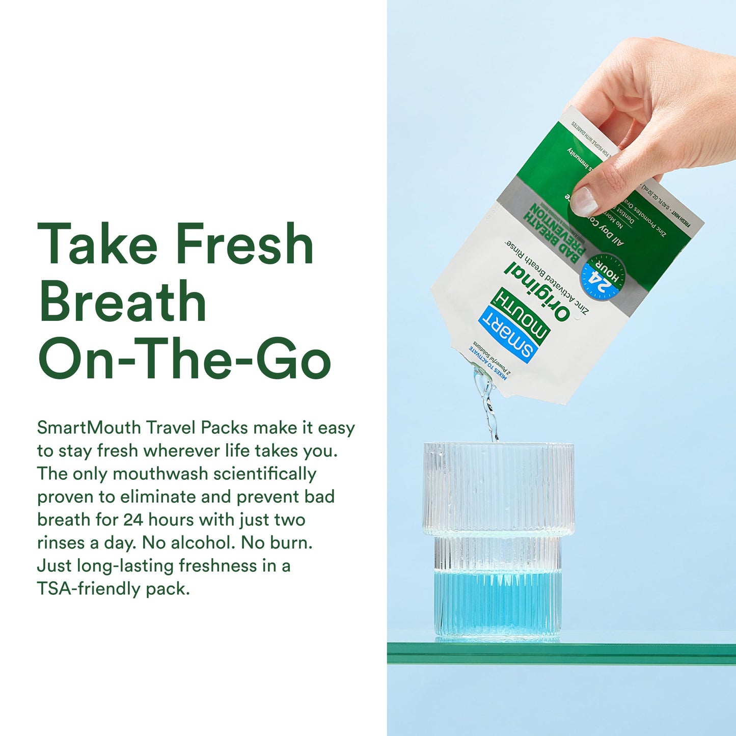 SmartMouth Original Activated Mouthwash – Single Pack Travel, Fresh Mint (50 Count)