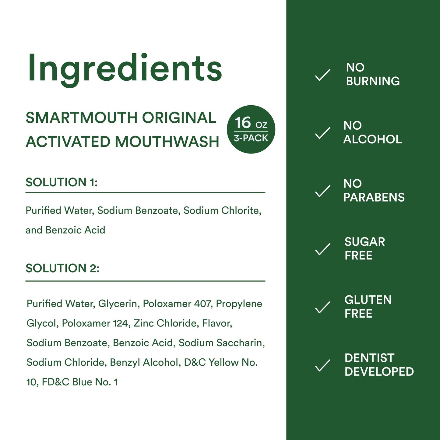 SmartMouth Original Activated Mouthwash – 24-Hour Fresh Breath Mint (16 oz, 3 Pack)